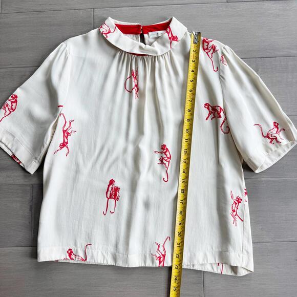 Stine Goya Missy Blouse with Red Monkey Print Size L - Picture 7 of 8